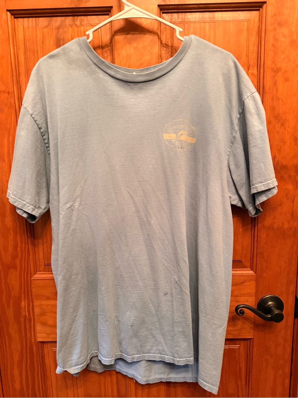 Port and Company Light Blue Short Sleeve Crew Tee with Subtle Chest Logo